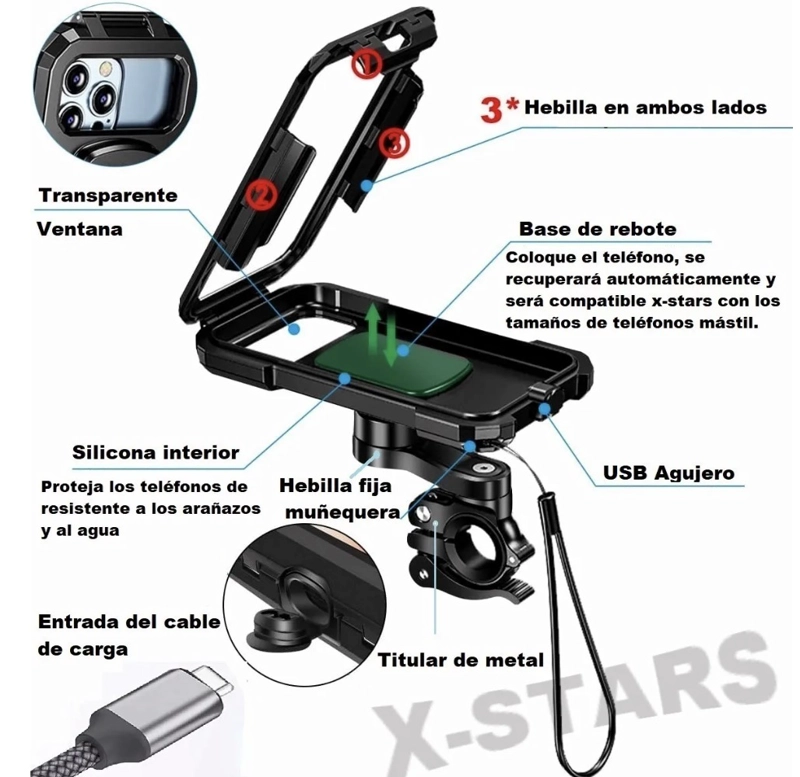 SOPORTE PORTA CELULAR PARA MOTO Y BICICLETA - 3