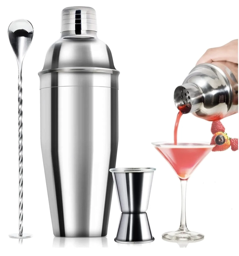 JUEGO DE COCTELERA 3 PCS ACERO INOXIDABLE - 1