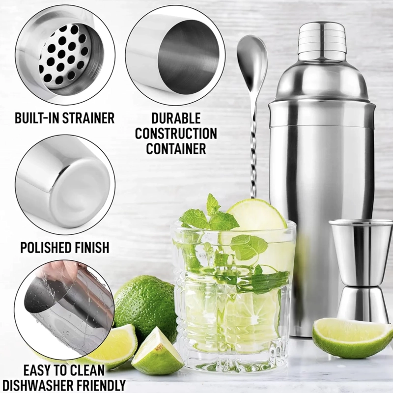 JUEGO DE COCTELERA 3 PCS ACERO INOXIDABLE - 2