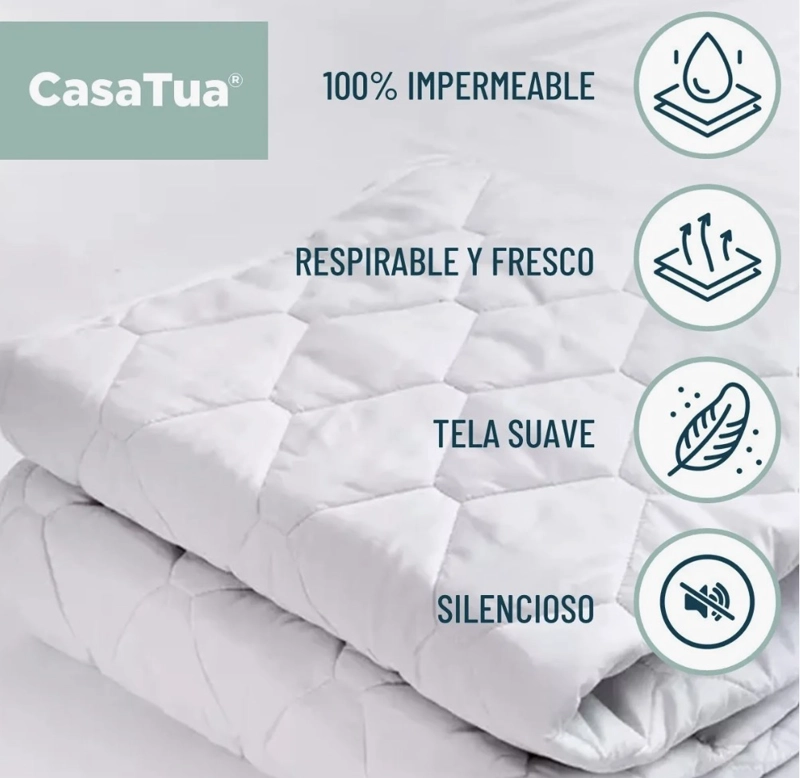 CUBRE COLCHON PROTECTOR IMPERMEABLE 2 PLAZAS - 3