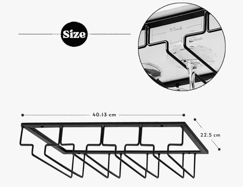SOPORTE COLGADOR COPAS METAL CROMADO - 2