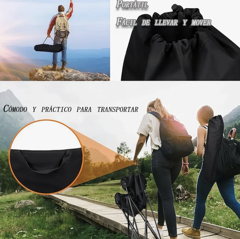 SILLA PLEGABLE CAMPING NEGRO - 3