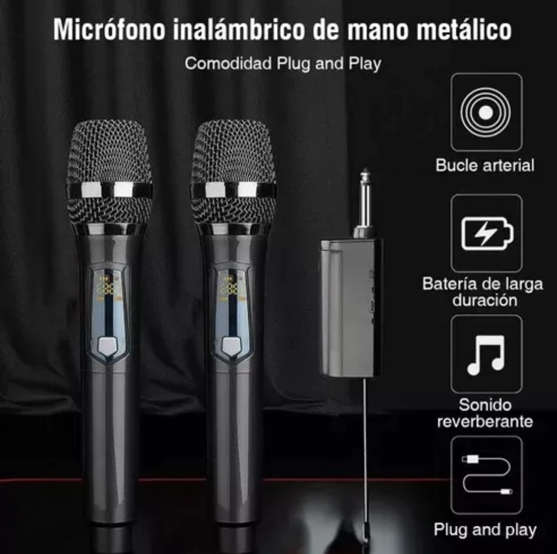 MICROFONO INALAMBRICO PROFESIONAL KARAOKE KIT 2PCS - 2