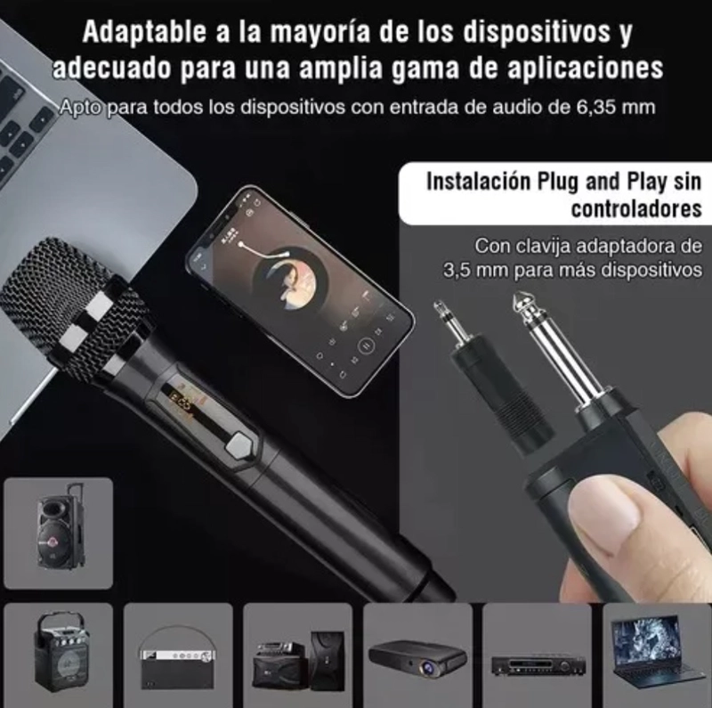 MICROFONO INALAMBRICO PROFESIONAL KARAOKE KIT 2PCS - 3