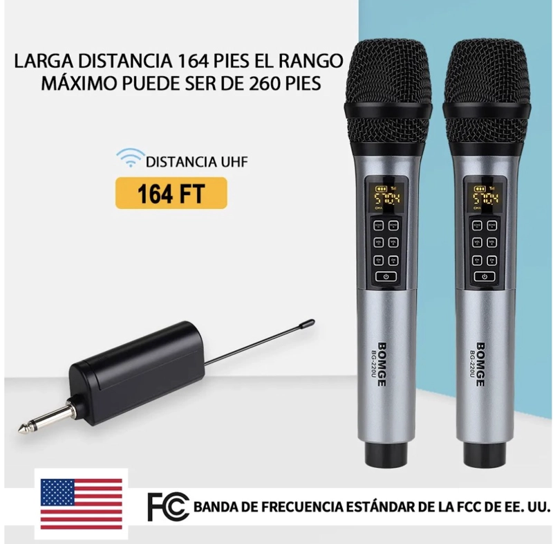 SISTEMA DE MICROFONOS INALAMBRICOS BOMGE DE 2 CANALES - 3