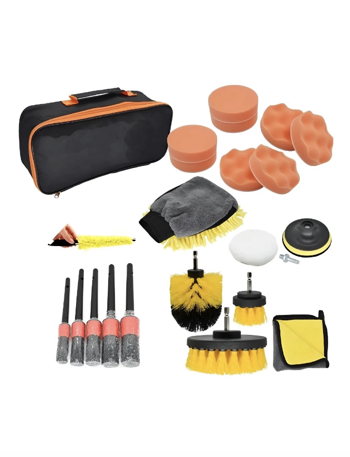 LIMPIEZA DE AUTO KIT 21 PIEZAS INTERIOR EXTERIOR PAD TALADRO - 1