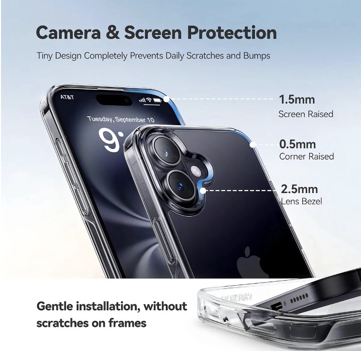 FUNDA / CARCASA REFORZADA DELGADA MARCA CELLBOX PARA IPHONE 16 - TRANSPARENTE - 3