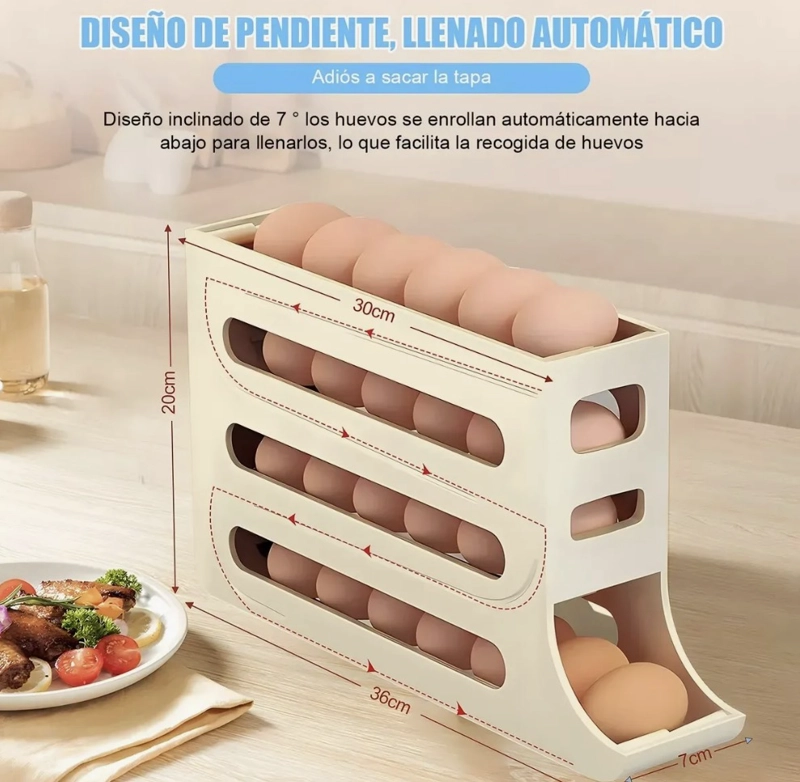 ORGANIZADOR DISPENSADOR DE HUEVOS PARA 30 HUEVOS - 2