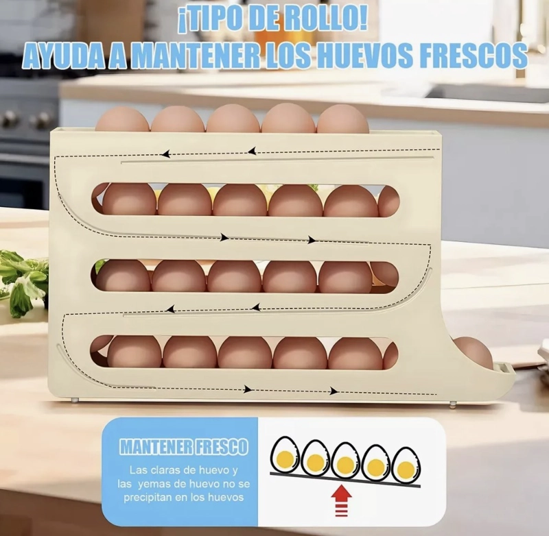ORGANIZADOR DISPENSADOR DE HUEVOS PARA 30 HUEVOS - 3