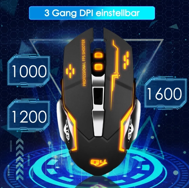 MOUSE GAMER INALAMBRICO SILENCIOSO Y RECARGABLE - 3