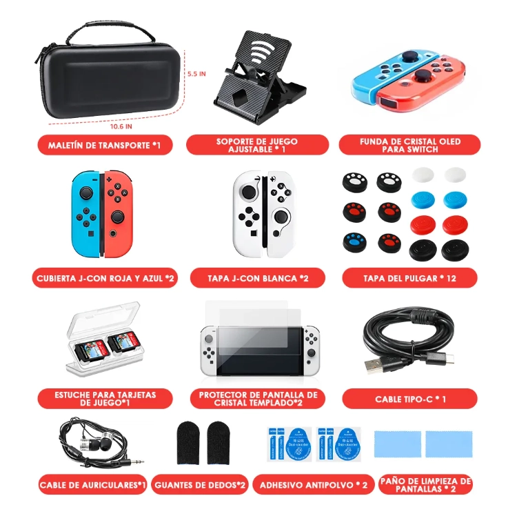 ESTUCHE PROTECTOR PARA SWITCH OLED PACK 36 EN 1 - 2