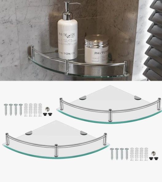 REPISAS ESQUINERAS DE VIDRIO P/BAÑO 2 PISOS - 1