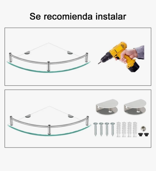 REPISAS ESQUINERAS DE VIDRIO P/BAÑO 2 PISOS - 3