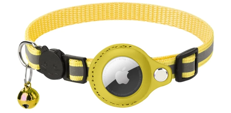 COLLAR CON FUNDA CORREA PARA AIRTAG AMARILLO - 1