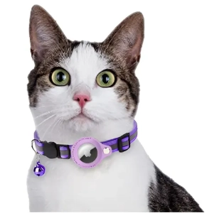 COLLAR CON FUNDA CORREA PARA AIRTAG MORADO - 2