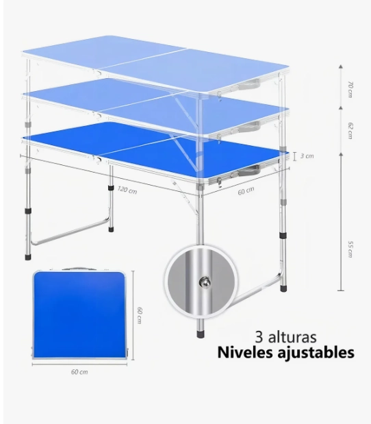 MESA PLEGABLE 1.20 M CON 4 SILLAS PORTATILES - 2