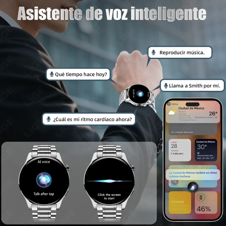 SMARTWATCH HOMBRE RELOJ INTELIGENTE ACERO INOXIDABLE - 2
