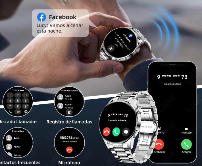 SMARTWATCH HOMBRE RELOJ INTELIGENTE ACERO INOXIDABLE - 3