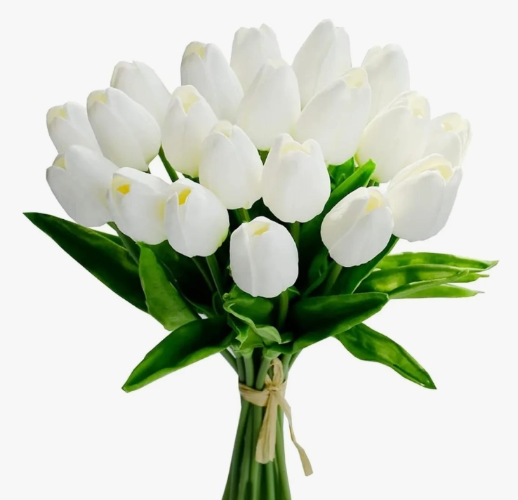 RAMOS DE 20 TULIPANES ARTIFICIALES BLANCO - 2