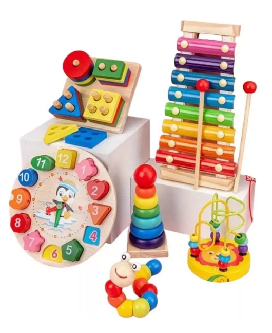 PACK 6 JUGUETES DIDACTICOS DE MADERA MONTESSORI - 1