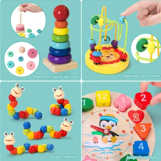 PACK 6 JUGUETES DIDACTICOS DE MADERA MONTESSORI - 3