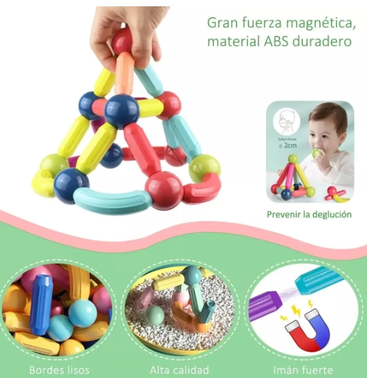 BLOQUES MAGNETICOS- 42 PIEZAS GRANDES 3D NIÑOS - 2