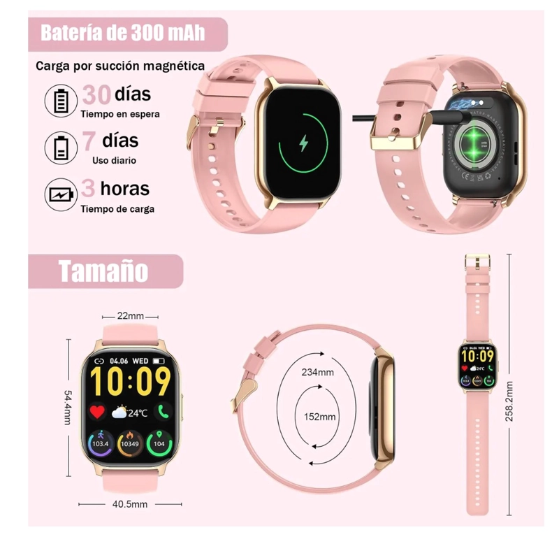 SMART WATCH RELOJ INTELIGENTE ROSA - 3