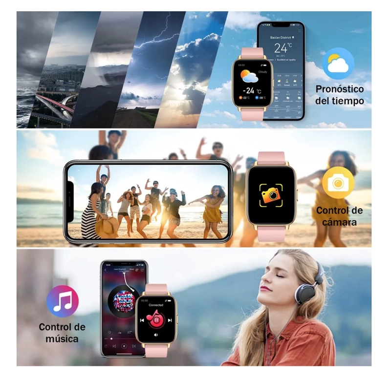 SMART WATCH RELOJ INTELIGENTE ROSA - 5
