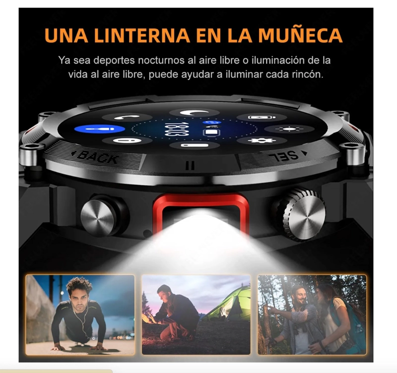 SMART WATCH HOMBRE CON LINTERNA - 2