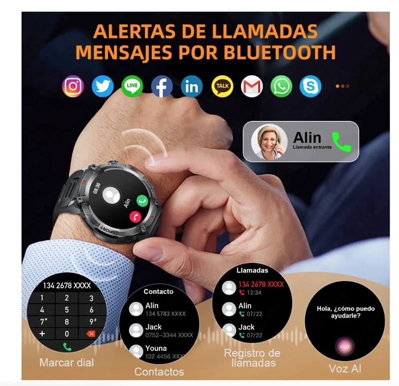 SMART WATCH HOMBRE CON LINTERNA - 3