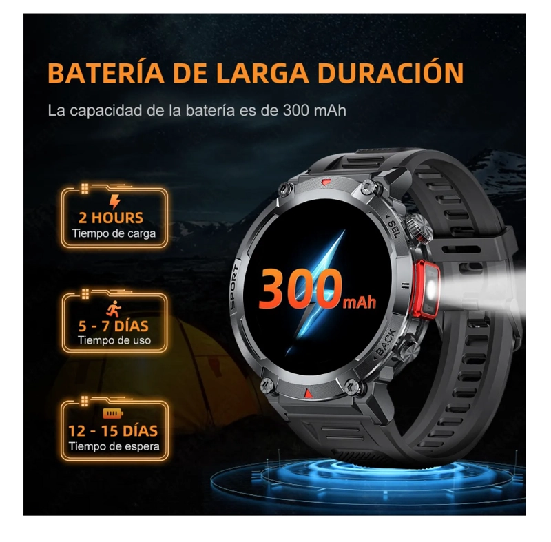 SMART WATCH HOMBRE CON LINTERNA - 5