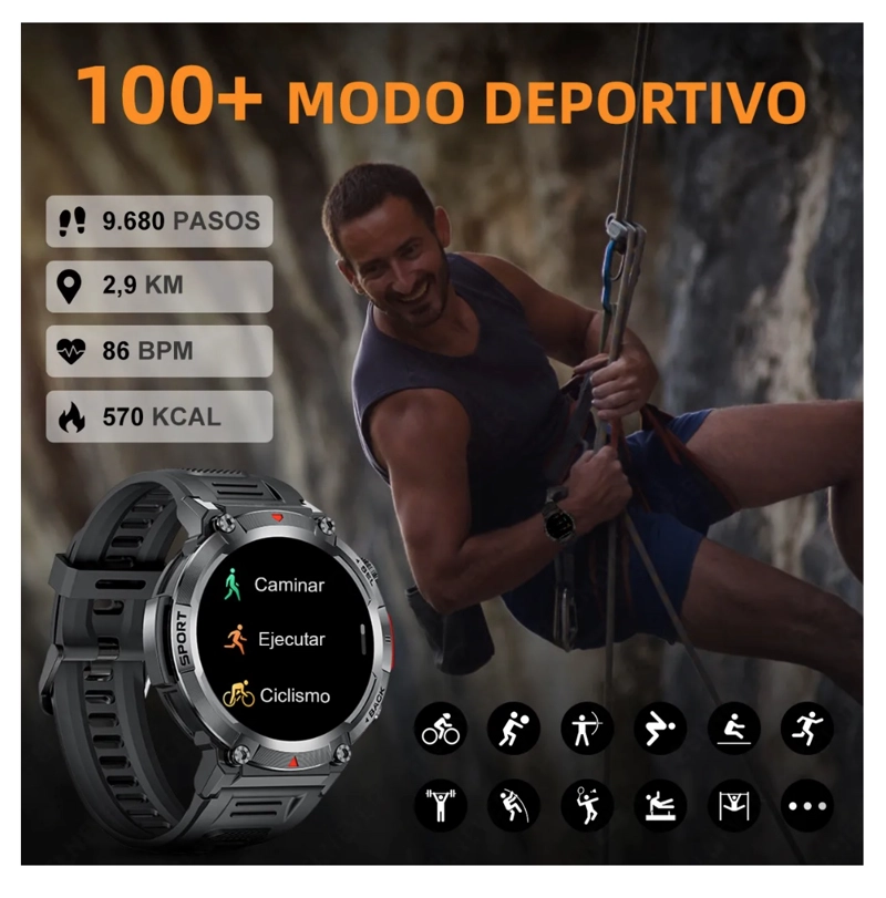 SMART WATCH HOMBRE CON LINTERNA - 7