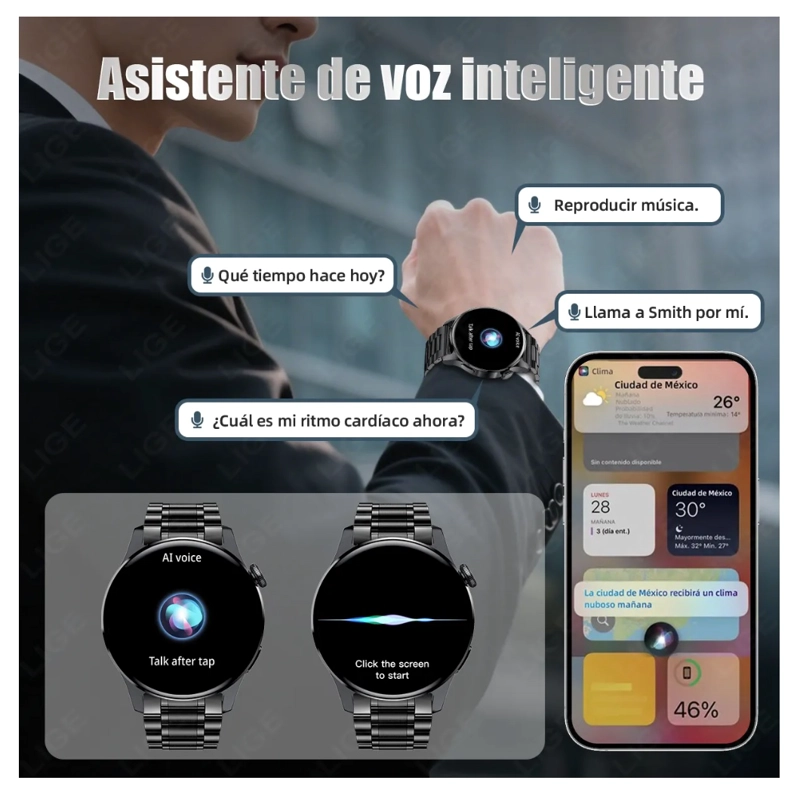SMARTWATCH HOMBRE RELOJ INTELIGENTE ACERO INOXIDABLE - 3