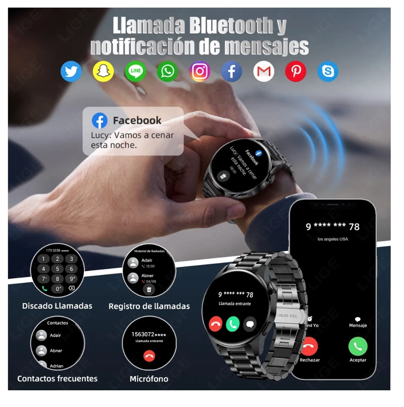 SMARTWATCH HOMBRE RELOJ INTELIGENTE ACERO INOXIDABLE - 4