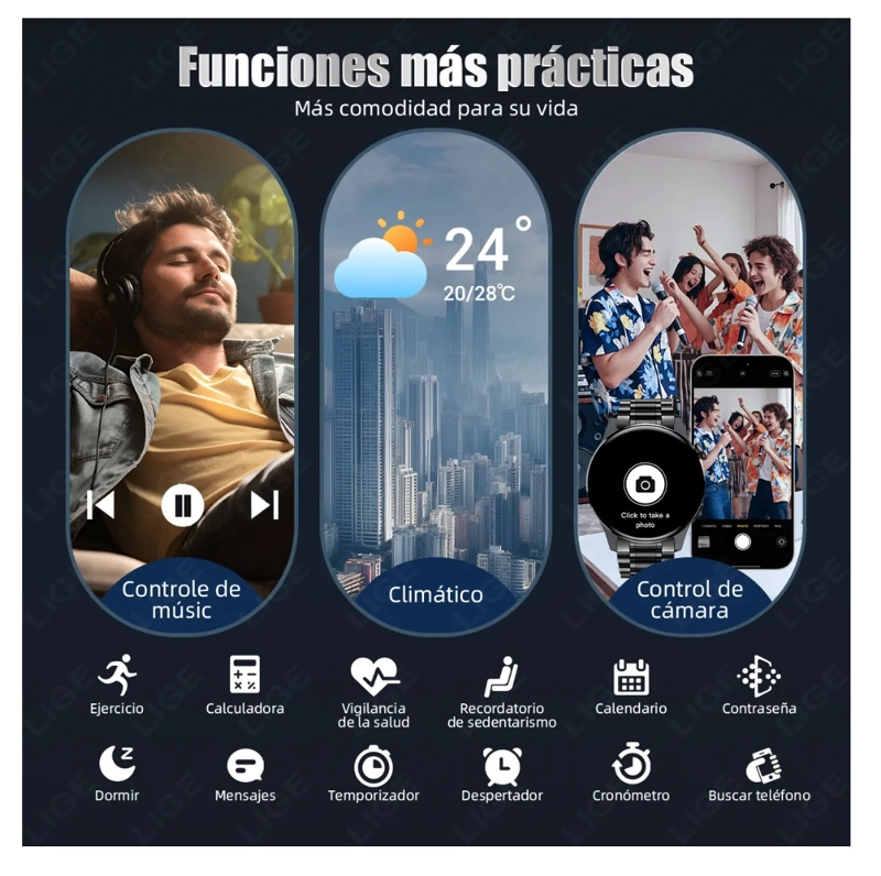 SMARTWATCH HOMBRE RELOJ INTELIGENTE ACERO INOXIDABLE - 7