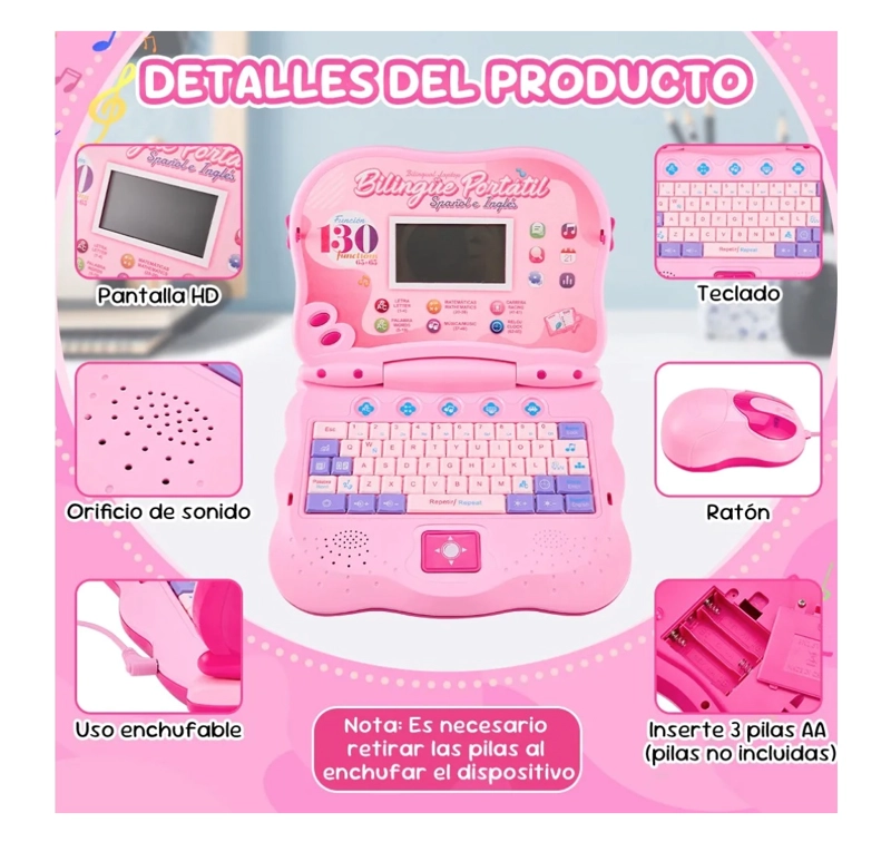 COMPUTADOR EDUCATIVO INFANTIL INGLE S Y ESPAÑOL - 5
