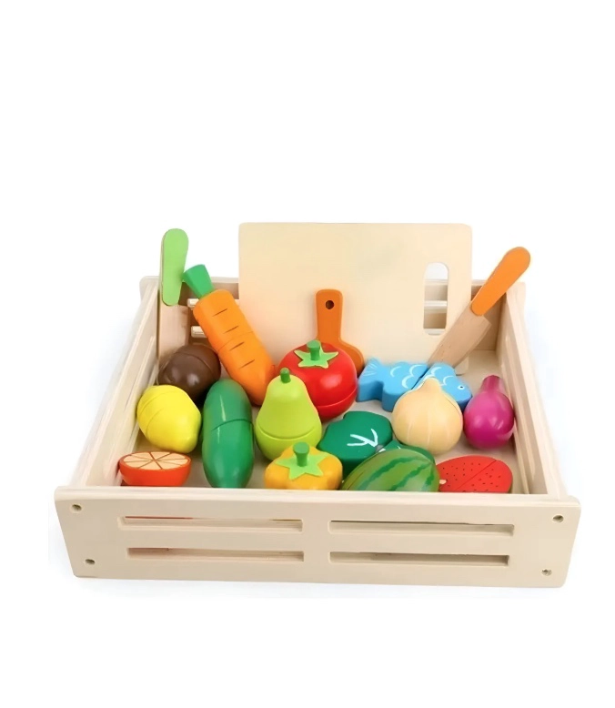 SET CORTA FRUTAS Y VERDURAS MADERA 17 PIEZAS - 1