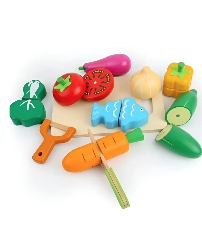 SET CORTA FRUTAS Y VERDURAS MADERA 17 PIEZAS - 2