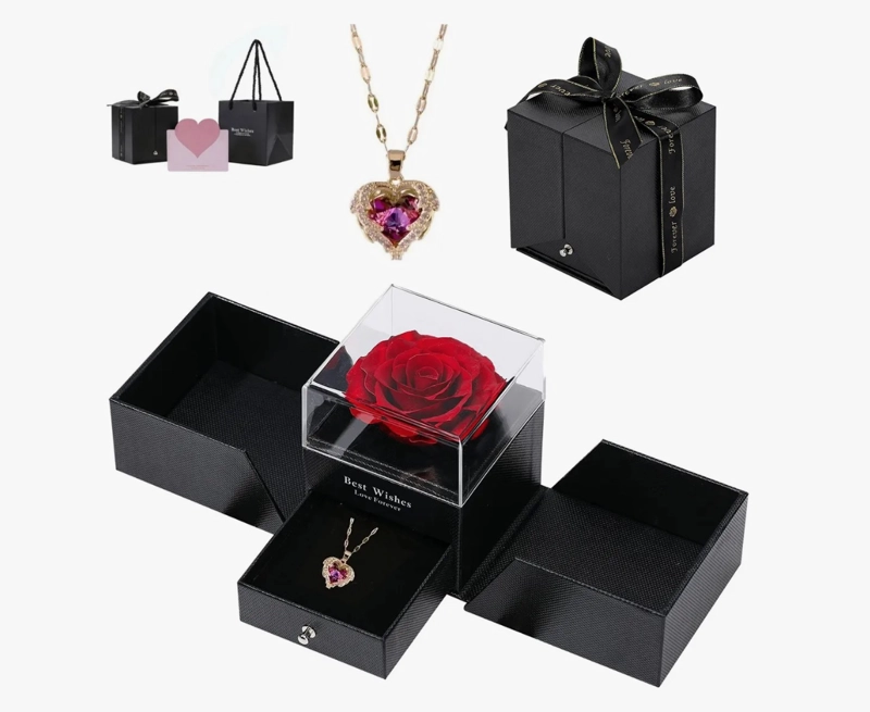 ROSA ETERNA Y COLLAR DE CORAZON - 1