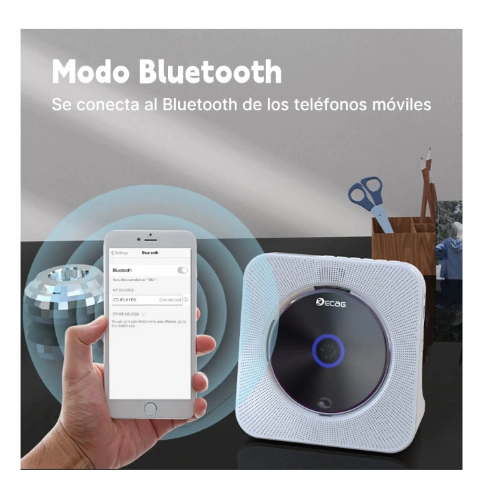 REPRODUCTOR BLUETOOTH DE CD PORTATIL CON BOCINA - 2