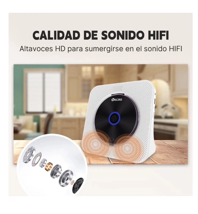 REPRODUCTOR BLUETOOTH DE CD PORTATIL CON BOCINA - 6