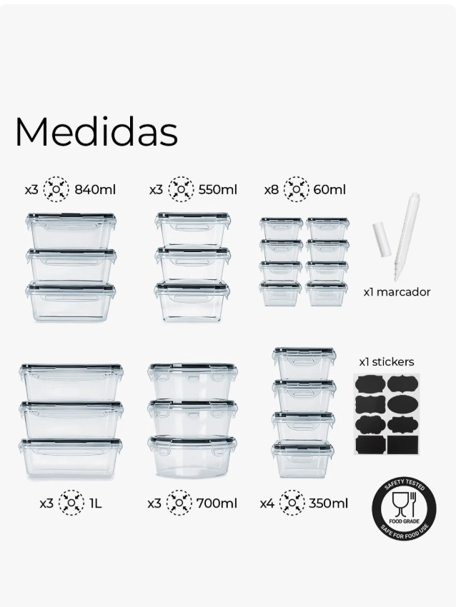 RECIPIENTES HERME TICOS DE COCINA SET 24 PZ - 2
