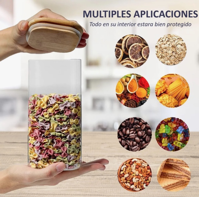 SET 4 CONTENEDORES DE VIDRIO CON TAPA - 4