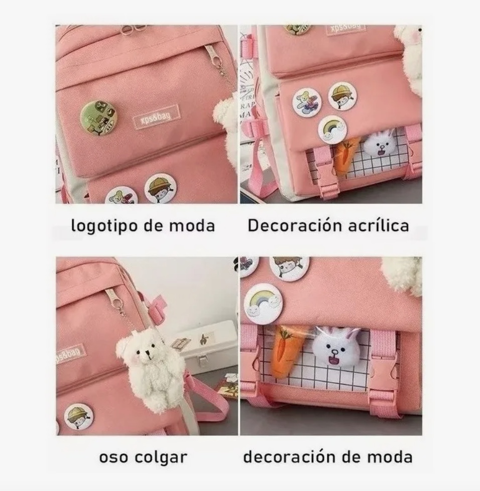 MOCHILA ESCOLAR  5 PIEZAS - 6