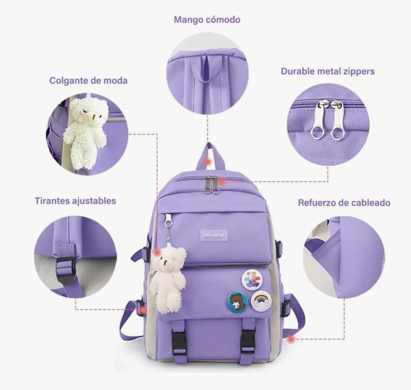 MOCHILA ESCOLAR  5 PIEZAS - 2