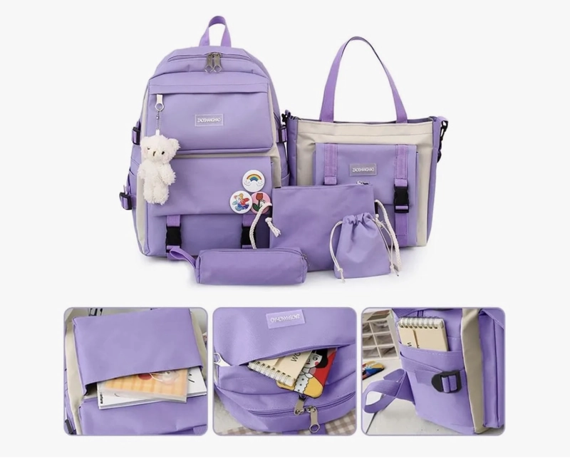 MOCHILA ESCOLAR  5 PIEZAS - 4