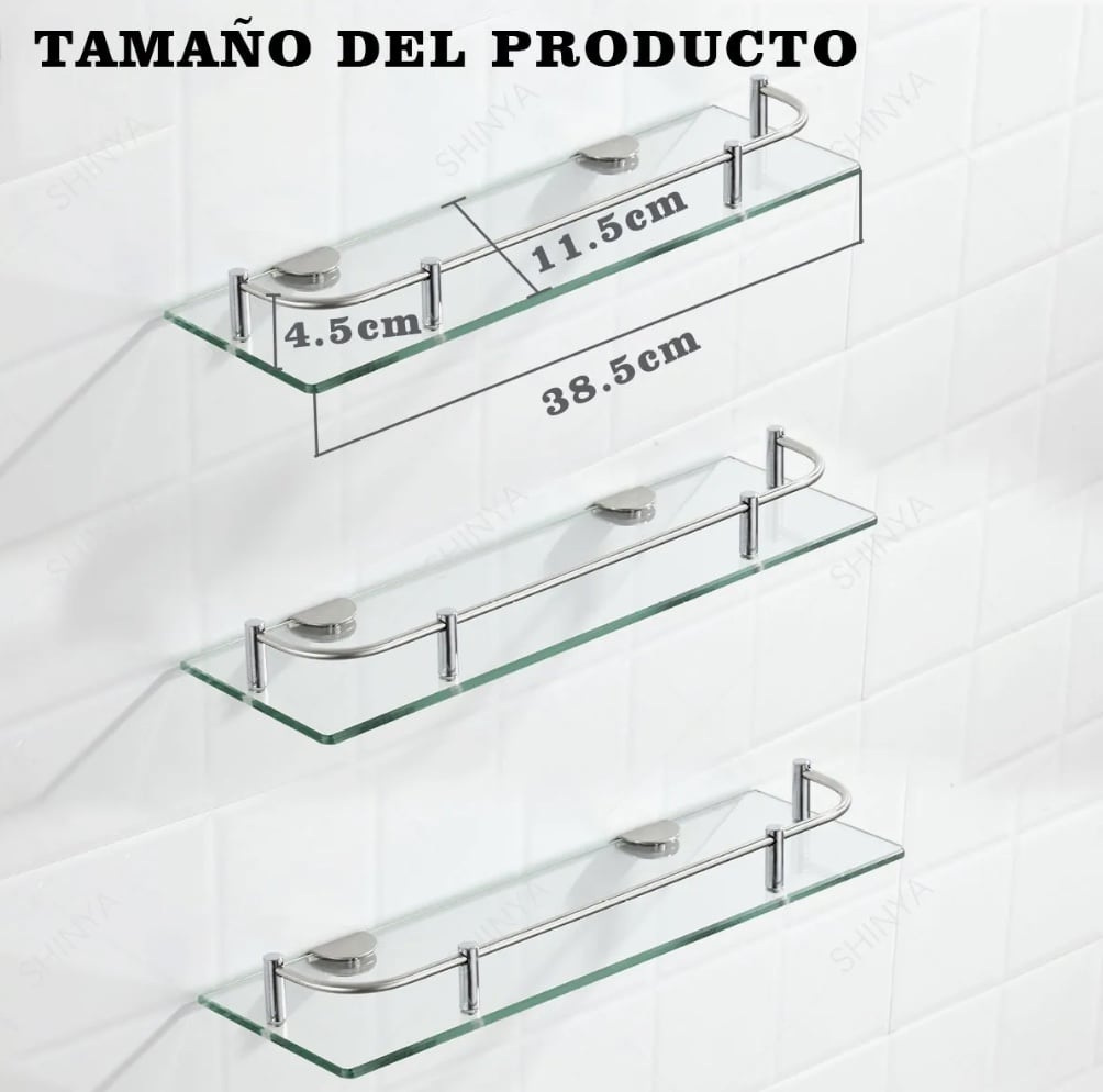 REPISAS ESQUINERAS VIDRIO BAÑO 3PISOS - 3