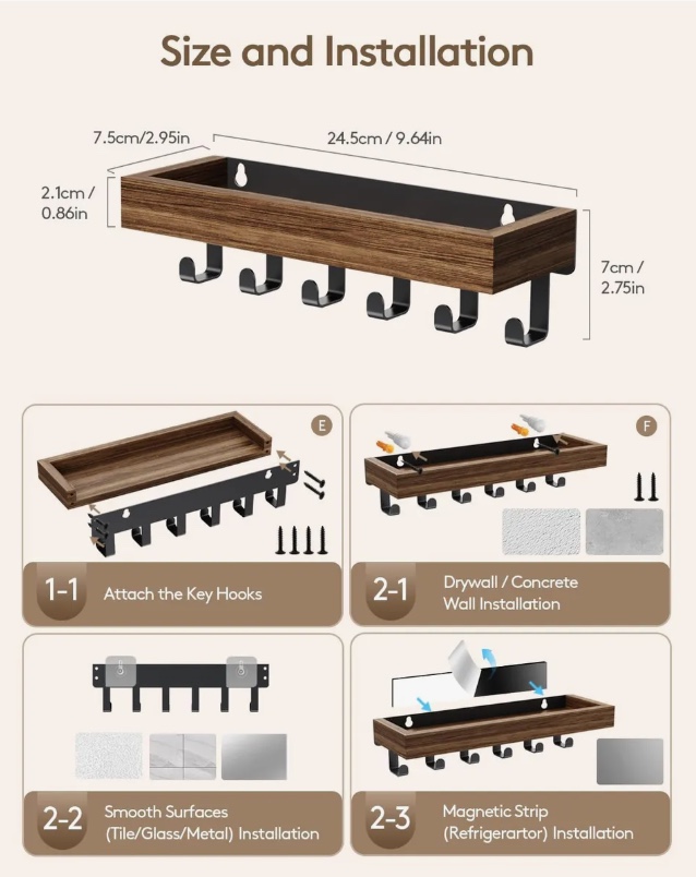 PORTALLAVES DE PARED MODERNO - 6
