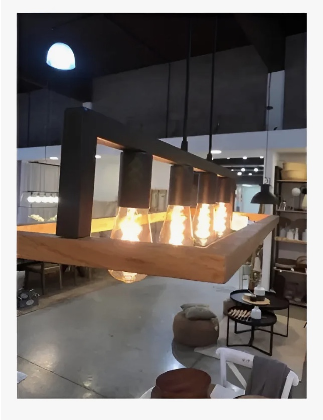 LAMPARA COLGANTE MADERA INDUSTRIAL - 6