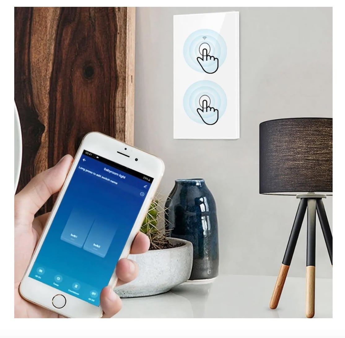 INTERRUPTOR INTELIGENTE WIFI ALEXA 2 CANALES - 3
